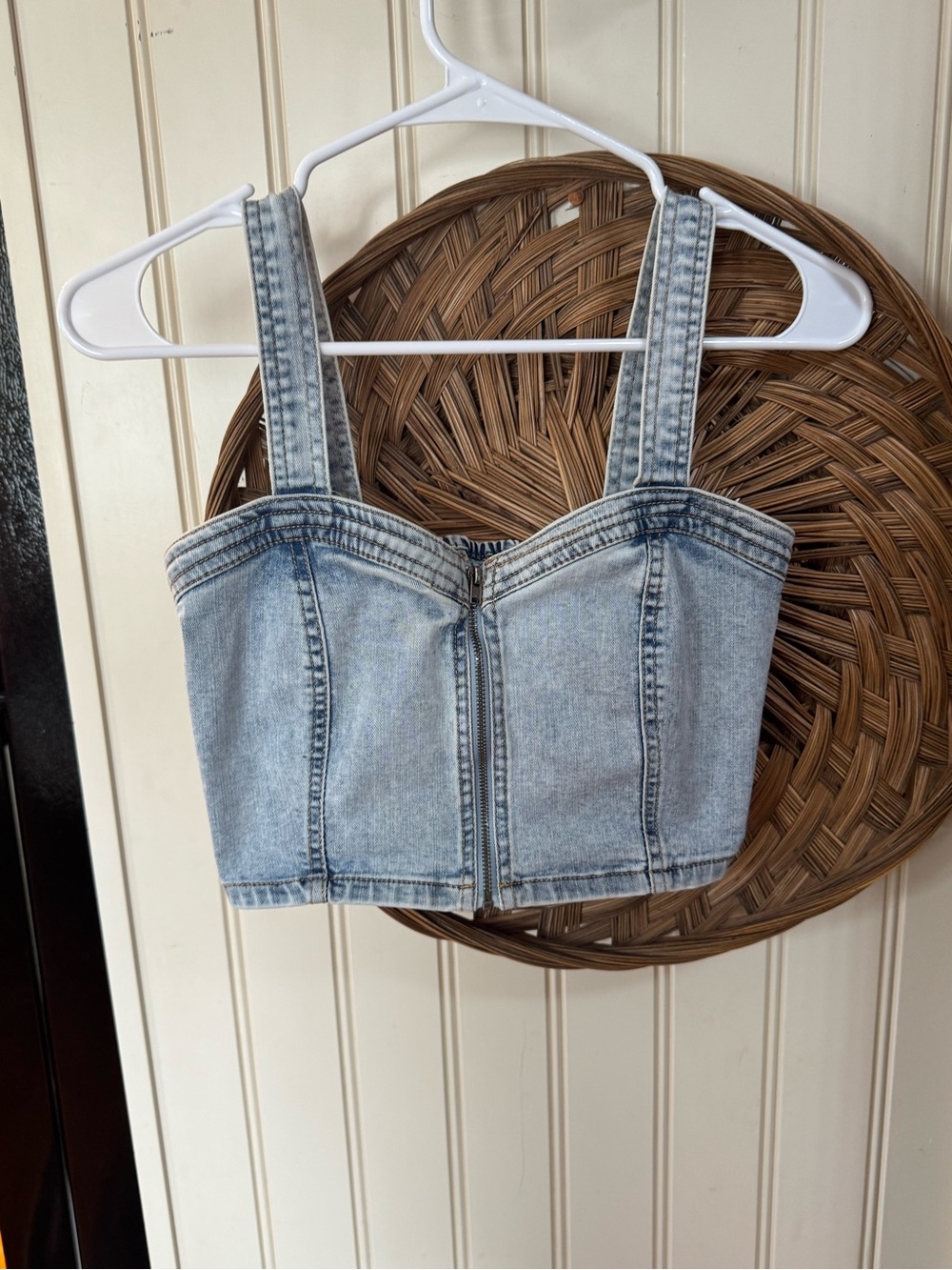 Light Blue Denim Crop Top - Women's Jeans Style